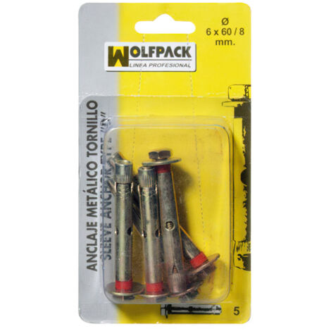 WOLFPACK LINEA PROFESIONAL anclaje metálico tornillo 8x 60/10 mm. (3 piezas)