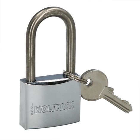 WOLFPACK LINEA PROFESIONAL candado inoxidable arco largo 40mm.