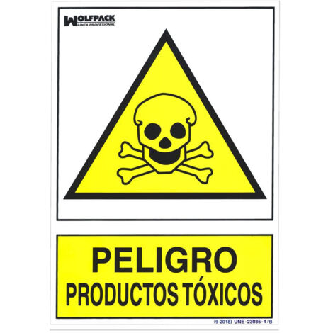 WOLFPACK LINEA PROFESIONAL cartel peligro productos toxicos 30x21cm.