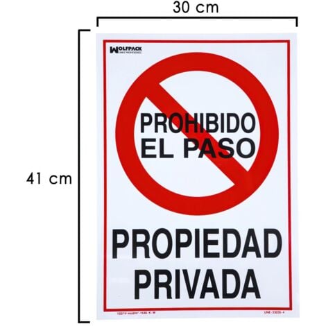 WOLFPACK LINEA PROFESIONAL cartel propiedad privada 41x30 cm.