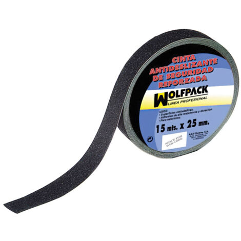 WOLFPACK LINEA PROFESIONAL cinta antideslizante negra 15 m. x 25 mm. uso doméstico