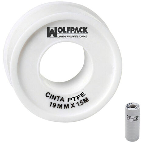 WOLFPACK LINEA PROFESIONAL cinta ptfe wolfpack  19 mm. x 15 m. (paquete de 10 rollos)