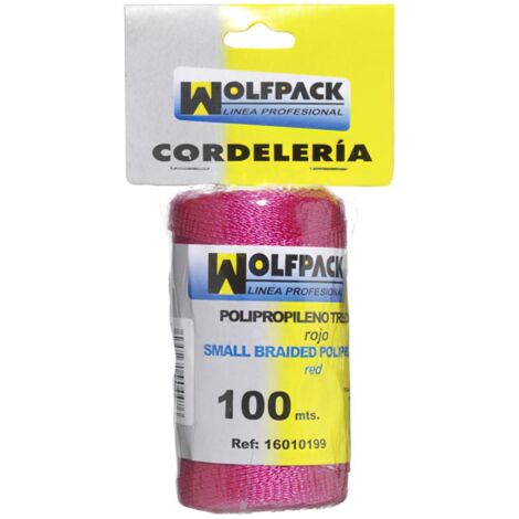 WOLFPACK LINEA PROFESIONAL cuerda trencilla polipropileno roja (bobina 100 metros)