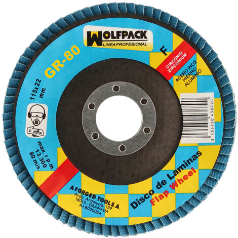 WOLFPACK LINEA PROFESIONAL - Disc Zirkoniumdioxid-Schleifpapier 115x22 mm. Körnung 80