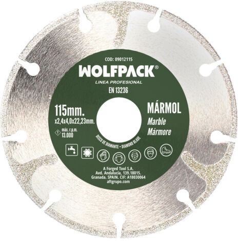WOLFPACK LINEA PROFESIONAL Disco diamantato Ø 115 mm. Marmo. Lama appositamente diamantata