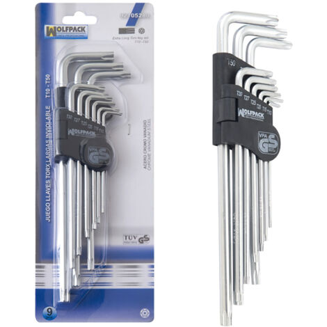 WOLFPACK LINEA PROFESIONAL juego llaves torx l 9 piezas largo inviolable