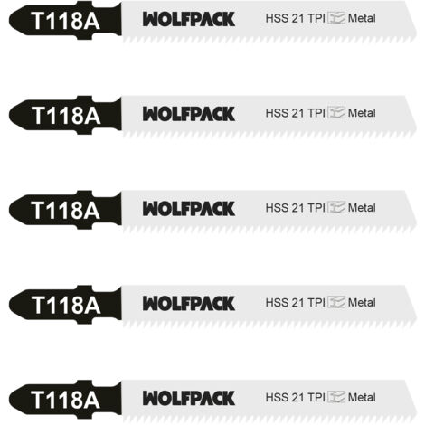 WOLFPACK LINEA PROFESIONAL Lama per seghetto alternativo per metalli sottili 5 pezzi HSS 21 TPI