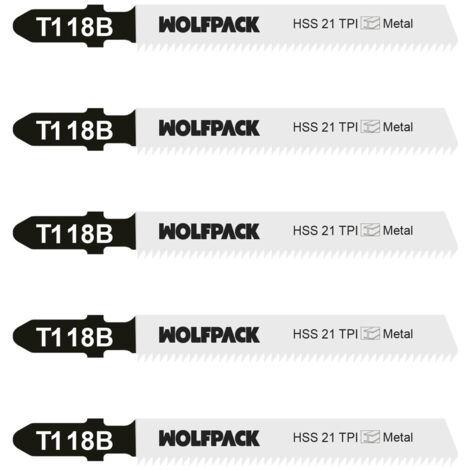 WOLFPACK LINEA PROFESIONAL Lama per seghetto alternativo per metallo spesso 5 pezzi HSS 21 TPI