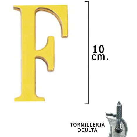 WOLFPACK LINEA PROFESIONAL - Letra Latón "F" 10 cm. con Tornilleria Oculta (Blister 1 Pieza)