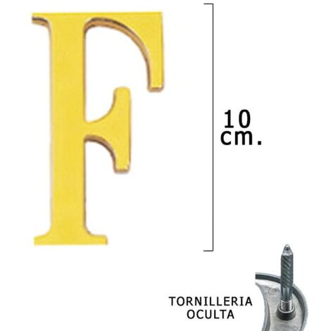 WOLFPACK LINEA PROFESIONAL - Letra Latón "F" 10 cm. con Tornilleria Oculta (Blister 1 Pieza)