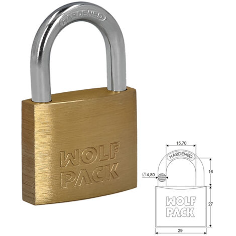WOLFPACK LINEA PROFESIONAL - Lucchetto in ottone ad arco normale 30 mm.