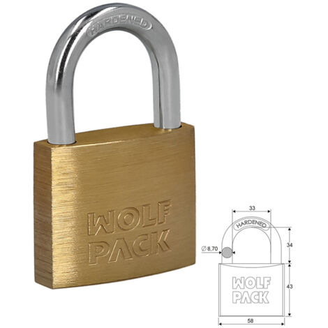 WOLFPACK LINEA PROFESIONAL - Lucchetto in ottone ad arco normale 60 mm.