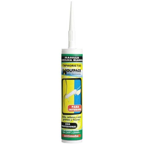 WOLFPACK LINEA PROFESIONAL masilla acrilica blanca 280 cm³. , Masilla Acrilica Blanca 280 cm³.- Color blanca.- Capacidad: 280 cm³.- Masilla plasto-elástica, para