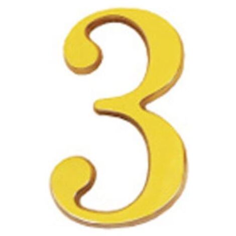 WOLFPACK LINEA PROFESIONAL - Numero in ottone "3" 10 cm. con viti nascoste (Blister 1 pezzo)