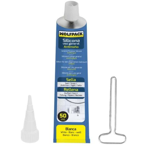 WOLFPACK LINEA PROFESIONAL silicona acida antimoho tubo 50 cc. blanca