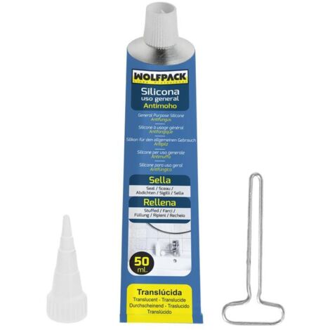 WOLFPACK LINEA PROFESIONAL silicona acida antimoho tubo 50 cc. transparente