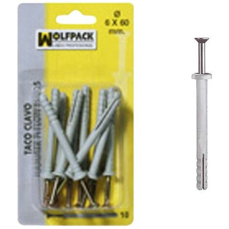 WOLFPACK LINEA PROFESIONAL taco clavo  mn     6x40 mm.   (10 piezas)