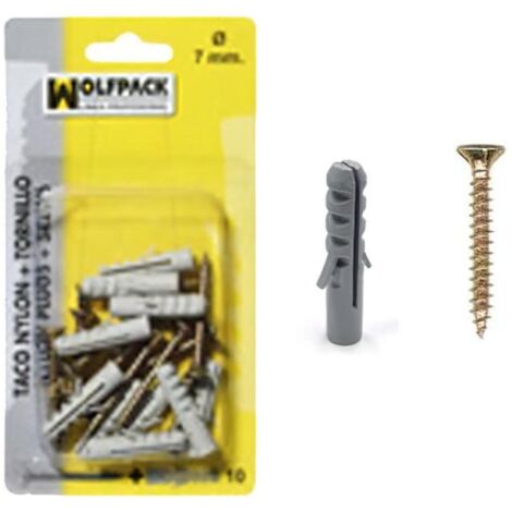 WOLFPACK LINEA PROFESIONAL taco nylon+tirafondo   5 mm. (25 piezas)