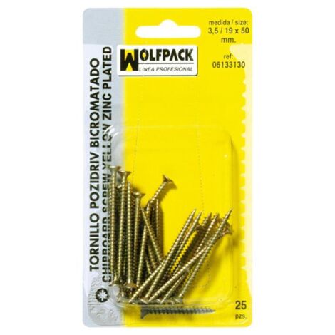 WOLFPACK LINEA PROFESIONAL tirafondo pozidriv bicromatado 5,0/21x 50 mm. (10 piezas)