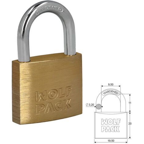 WOLFPACK LINEA PROFESIONAL - Vorhängeschloss aus Messing Normaler Bogen 20 mm.