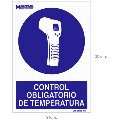 WOLFPACK LINEA PROFESSIONAL - Poster De Control Mandatory De Temperatura 30x21 cm.