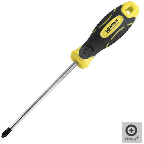 WOLFPACK LINEA PROFESSIONAL - Schraubendreher Bimaterial Handle Phillips No. 2 / 100 mm. Flachschraubendreher, Chrom-Vanadium,