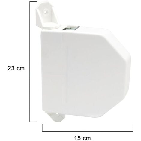 WOLFPACK recogedor persiana abatible blanco cinta 22 mm. , Recogedor persiana abatible blanco- Recogedor abatible plástico.- Soportes a pared en plástico.- Para cinta de 22 mm.- Sin cinta.- Distancia