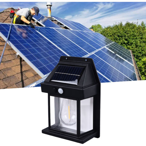 Wolfram-LED-Solar-Außenwandleuchte mit Bewegungsmelder, Schwarz