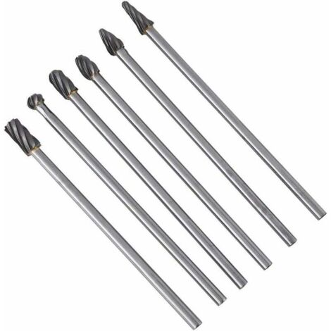 Wolframkarbid-Frässtift-Set, 6 mm Schaft, 10 mm Kopf, elektrisches Schleifer-Bohrwerkzeug, 6-teilig