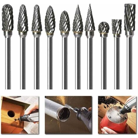 Wolframkarbid-Rotationsfräser-Set, doppelseitig, für Rotationswerkzeuge, 1/8"-Schaft-Schleifaufsätze, Schleifkopf für Heimwerkerarbeiten, Holz- und Metallbearbeitung, Gravieren, Bohren, Polieren