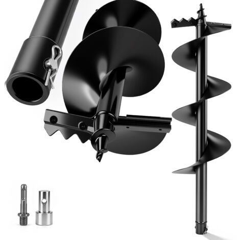 Wolframstahl Erdbohrer ⌀200mm, Erdbohrer für Bohrmaschine mit SDS-PLUS Adapter, Erdlochbohrer für Bohrhämmer mit 80 cm Länge Erdlochbohrer für Erdbohrgeräten, SDS-PLUS-Bohrhämmern‌, Erdbohrgeräte