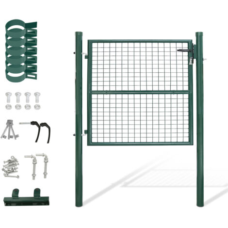 Wolketon 100x100 cm Cancello da giardino In acciaio zincato - Cancello da giardino - Con serratura, maniglia e chiave Cancello con griglia - Verde