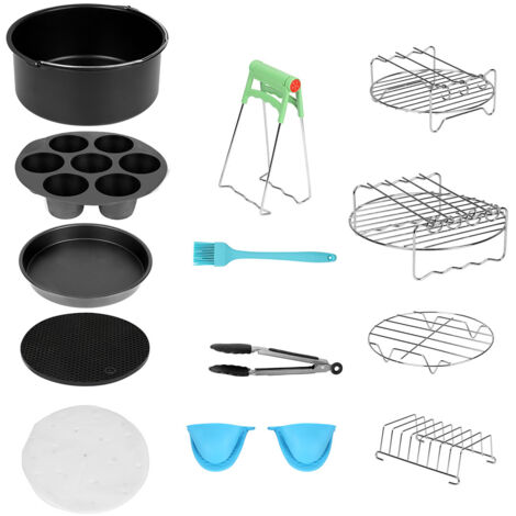Wolketon 12pcs Accessori per friggitrice ad aria calda Stampi Grill carte Forno a convezione torta Friggitrice Friggitrice profonda Silicone Food Clip8''