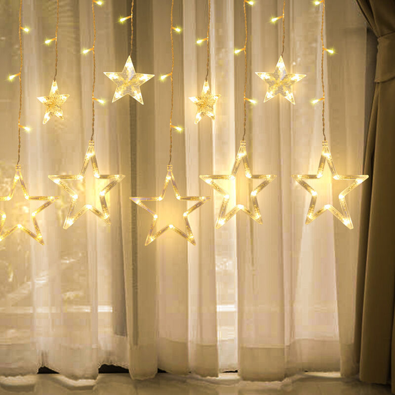 Wolketon 138 LED Guirlande lumineuse étoiles avec 12 Étoiles blanc chaud 8 Modes d'Éclairage pour arbre de Noël intérieur extérieur