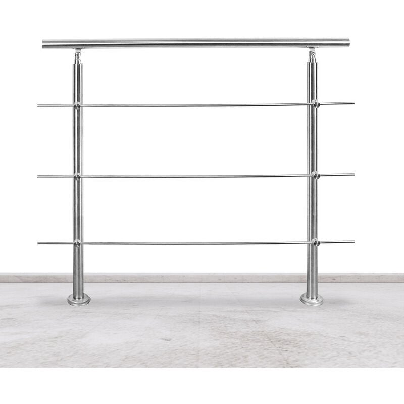 100cm Treppengeländer Edelstahl Handlauf Geländer für Treppen Brüstung Balkon mit 3 Querstreben, Innen und Außen – Silber – Wolketon | 09051291171000 100cm Treppengeländer Edelstahl Handlauf Geländer für Treppen Brüstung Balkon mit 3 Querstreben, Innen und Außen – Silber – Wolketon | 09051291171000
