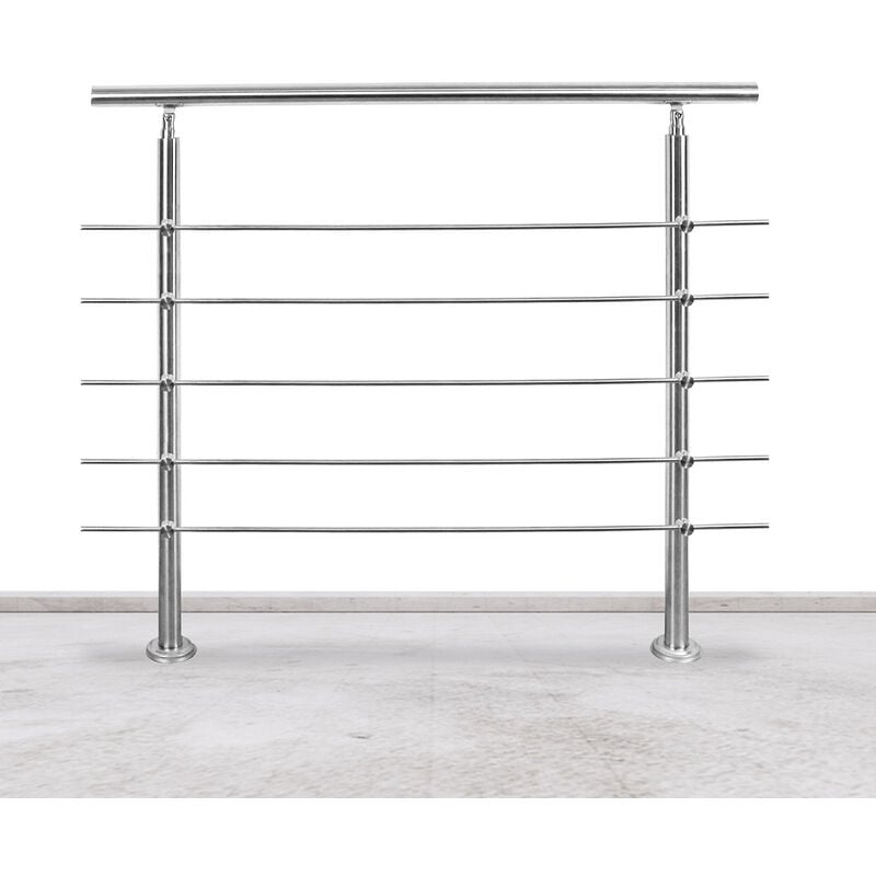 100cm Treppengeländer Edelstahl Handlauf Geländer für Treppen Brüstung Balkon mit 5 Querstreben, Innen und Außen – Silber – Wolketon | 09051291171024 100cm Treppengeländer Edelstahl Handlauf Geländer für Treppen Brüstung Balkon mit 5 Querstreben, Innen und Außen – Silber – Wolketon | 09051291171024