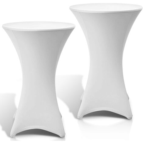 Wolketon 2× Copritavolo alto elasticizzato Ø 70×110 cm, bianco – Copritavolo da bistrot elasticizzato per matrimoni e fiere