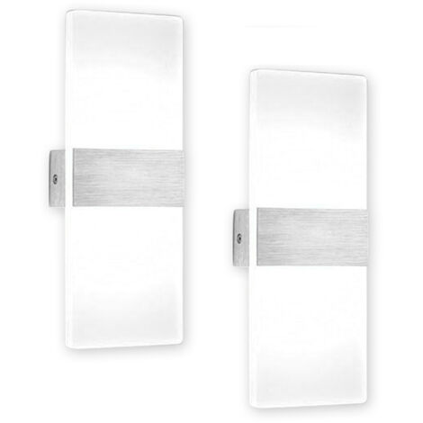 Wolketon 2 Stueck LED Wandleuchte innen 12W Modern Wandlampe Acryl Wandbeleuchtung fuer Wohnzimmer Schlafzimmer Treppenhaus Flur.Kaltweiss