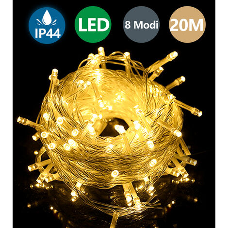 ELKTRY 2000 LED Lichterkette Außen 50m 8 Modi Weihnachtsbeleuchtung innen  mit stecker, Warmweiß IP44 Wasserdicht Cluster Lichterkette Weihnachten für