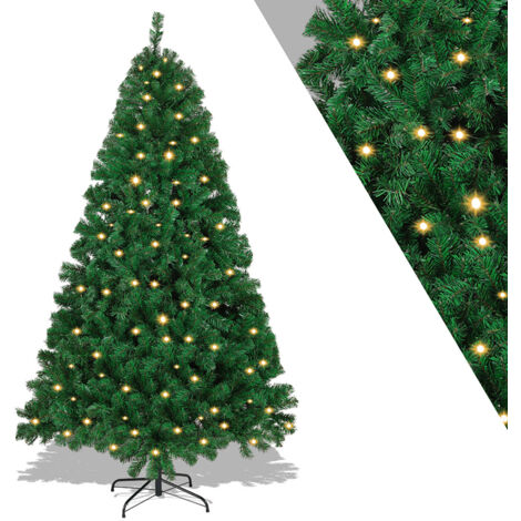 Wolketon 210cm Albero di Natale artificiale da con illuminazione, 8 modalità di illuminazione con supporto in metallo, albero di Natale in PVC per decorazioni natalizie