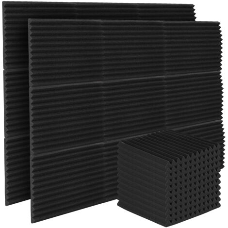 Wolketon 24er-Pack Akustikschaumplatten. geräuschunterdrückende Schaumstoff-Akustikplatten. schwer entflammbar. selbstklebend. für Podcasting. Aufnahmestudios. Büros. doppelseitig klebend. 30 x 30 x 2