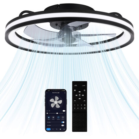 Wolketon 48CM Ventilateur de plafond à LED dimmable avec télécommande pour les lumières de la chambre du salon