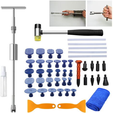 Wolketon 48X Herramienta de Desabollado Kit de Desabollado de Acero Inoxidable Sin Pintura Reparación de Carrocerías Martillo En Auto