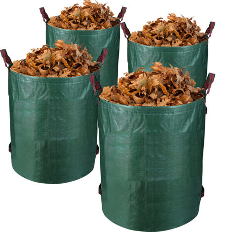 Wolketon 4X Sac de jardin 272L avec anses XXL Conteneur à gazon Sac à déchets de jardin