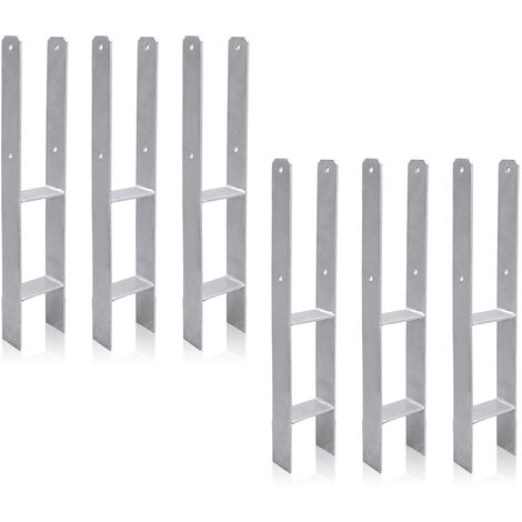 WOLKETON 6 Stück Pfostenträger Pfostenanker H-Anker 600MM Pergolen Stützenfuß Zaunträger Anker 121MM