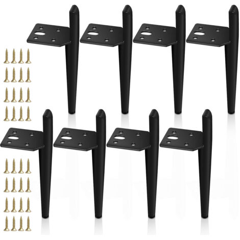 Wolketon 8er Set Möbelfüße Tischbeine Sockelfuß Tischfuß Möbel Metall Schwarz Höhe:200 mm