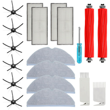 Wolketon Accessoires pour Xiaomi Roborock S7/S7 Plus/S7 MaxV/S7 MaxV Ultra/S7 Pro Ultra/T7S/T7S Plus Robot Aspirateur. avec Brosse Principale.Chiffons de Nettoyage.Filtres Hepa.Brosse Latéral