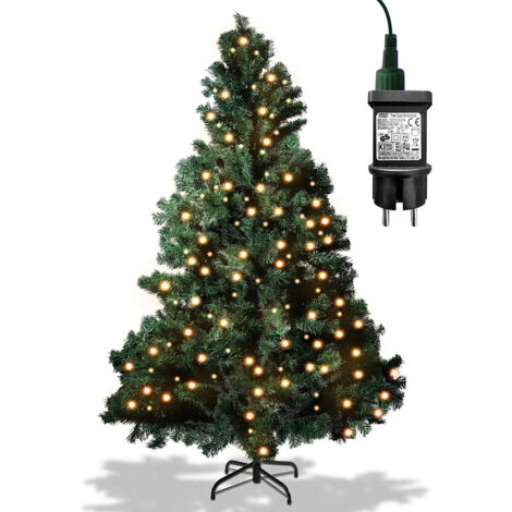 Wolketon Albero di Natale artificiale luminoso. luce bianca calda del LED. rami ignifughi del PVC. base del ferro. albero di Natale aperto auto. verde (120cm. 340 rami)