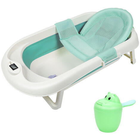 Wolketon Baby Badewanne mit Standfüßen Faltbare Babywanne Grün 3 in 1 mit Shampoobecher - grün