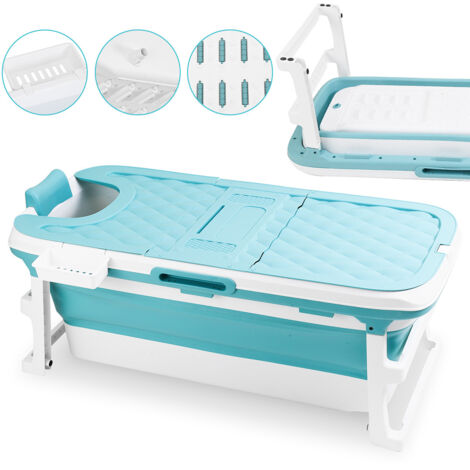 Wolketon Bañera plegable para adultos con tapa - PP+TPE umweltfreundliches-132x60x50cm